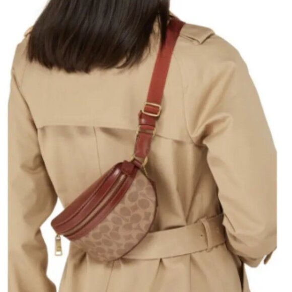 COACH Bethany Belt Bag Crossbody Signature Brown Leather with Classic Monogram - Picture 4 of 14